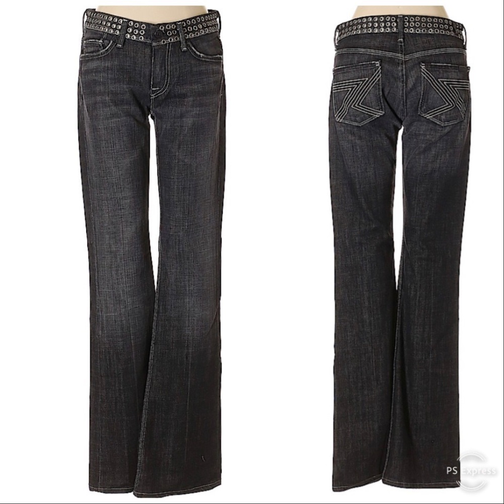 7FAM 7 For All Mankind Gray Rivet Waist Jeans 26